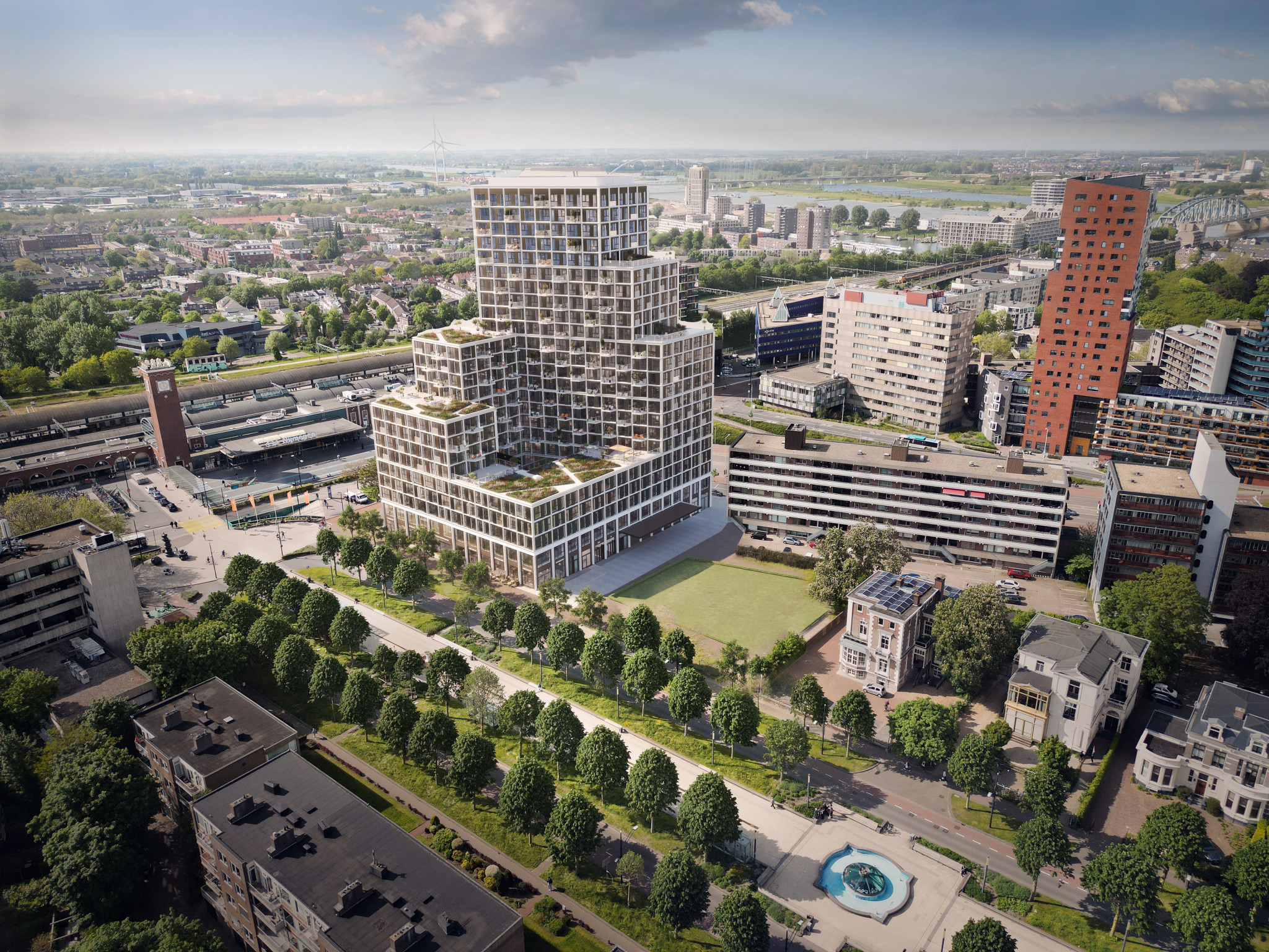 Artist impression van Het Nieuwe Metterswane vanaf de Van Schaeck Mathonsingel.