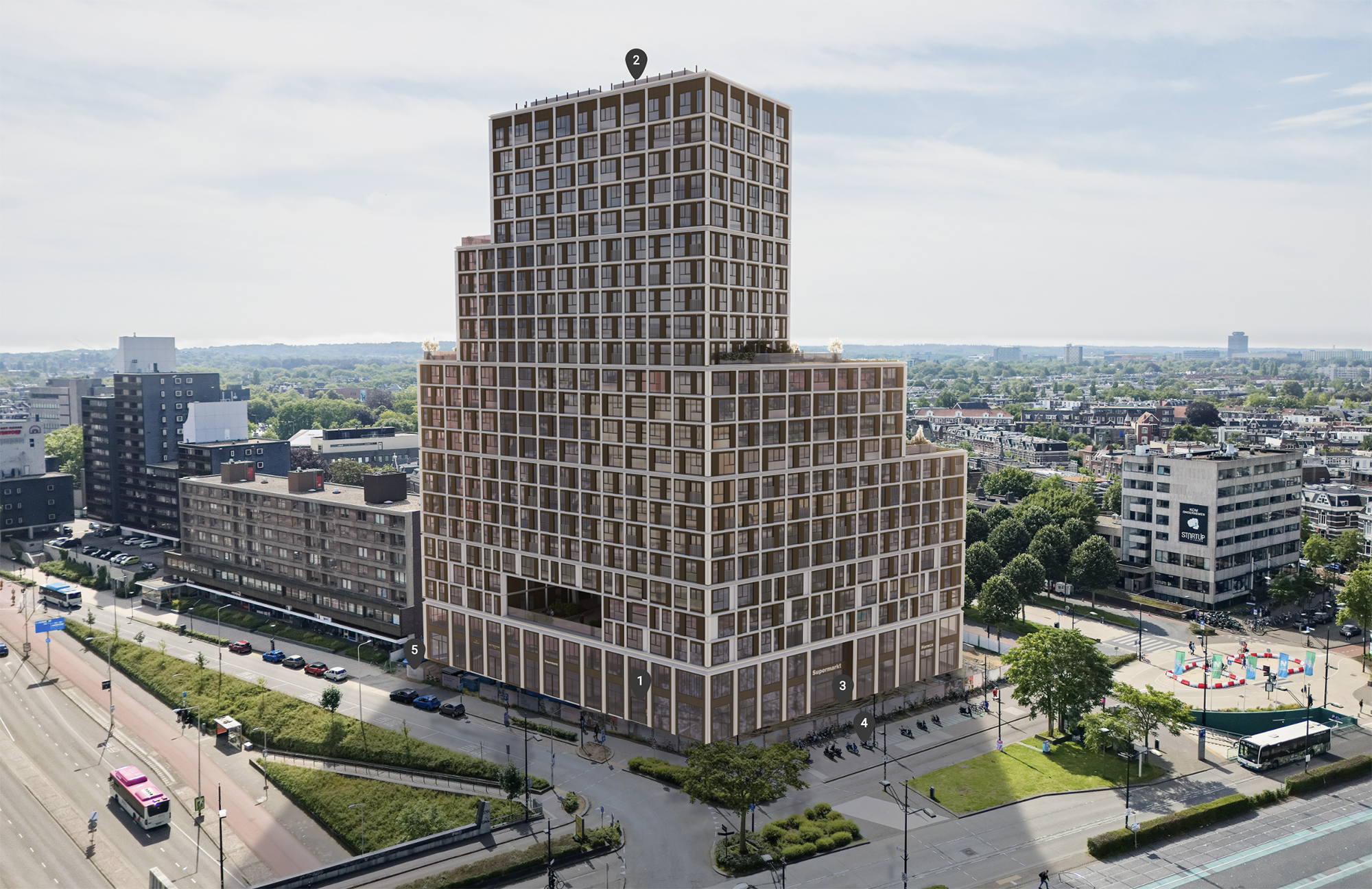 Artist impression van Het Nieuwe Metterswane vanaf de Stieltjesstraat.