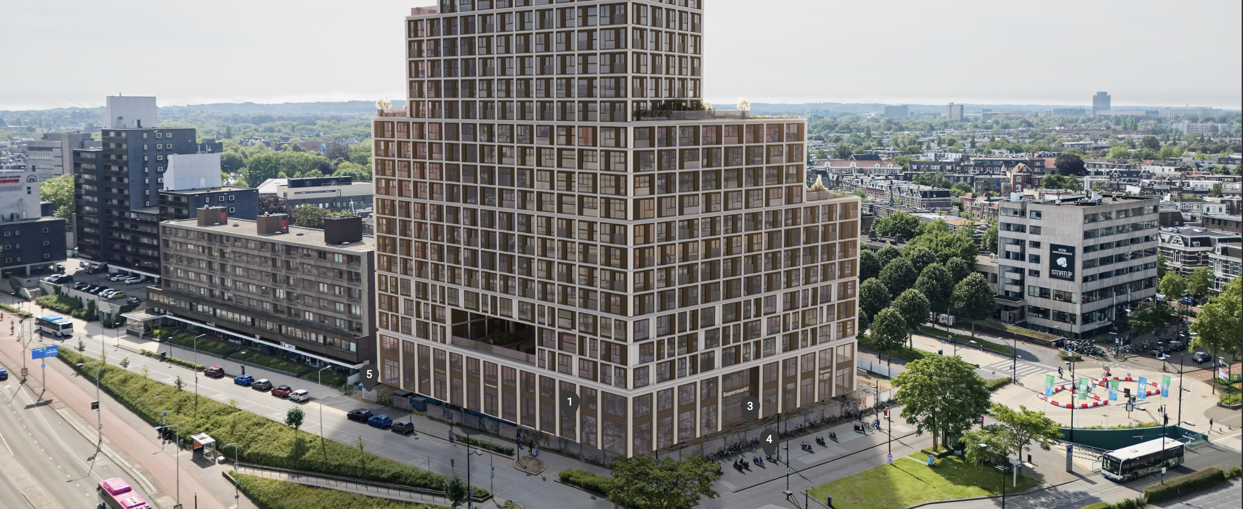 Artist impression van Het Nieuwe Metterswane vanaf de Stieltjesstraat.